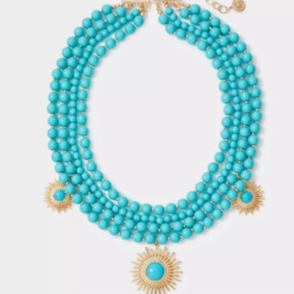 Lilly Pulitzer Turquoise Necklace with Gold Sunburst
